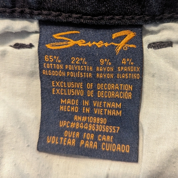Seven7 Skinny Whiskered Dark Blue Washed Denim Cropped Capri Jeans Women's 16 - Picture 7 of 8